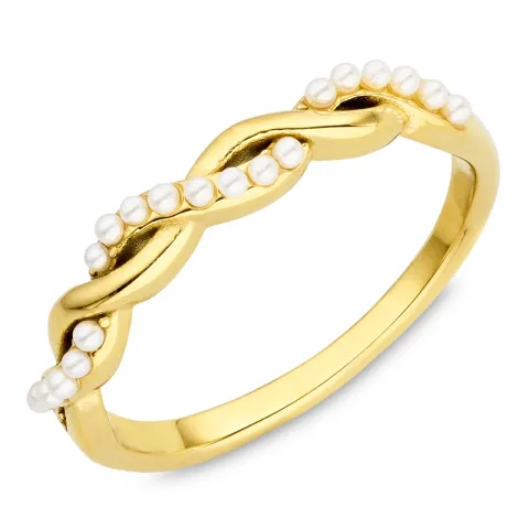 waterproof parel ring in verguld staal - OCEANA