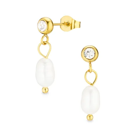 waterproof parel oorbellen in verguld staal - OCEANA