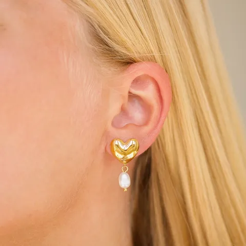 waterproof hart parel oorbellen in verguld staal - OCEANA