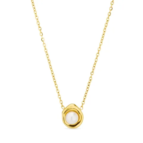 waterproof parel ketting in verguld staal - OCEANA