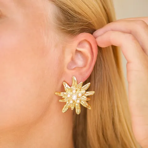 waterproof bloem oorbellen in verguld staal - OCEANA