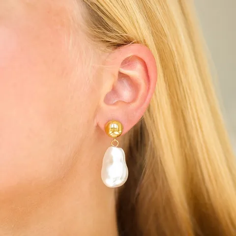 waterproof parel oorbellen in verguld staal - OCEANA