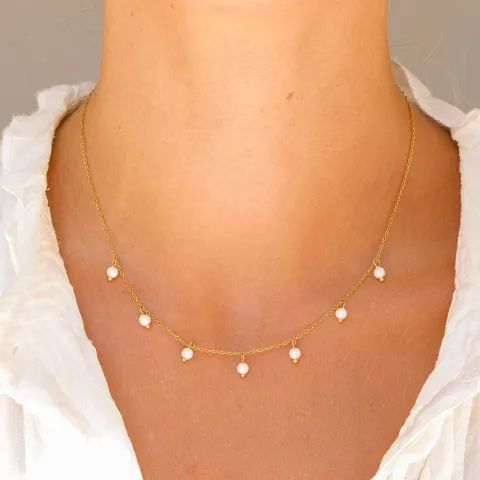 waterproof parel ketting in verguld staal - OCEANA