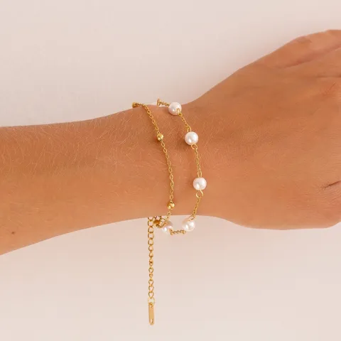 waterproof parel armband in verguld staal - OCEANA