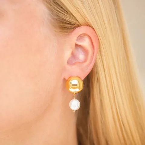 waterproof parel oorbellen in verguld staal - OCEANA