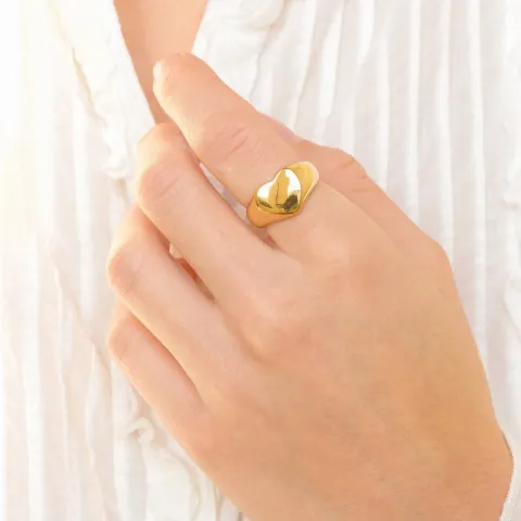 waterproof hart ring in verguld staal - OCEANA