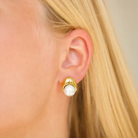 waterproof parel oorbellen in verguld staal - OCEANA