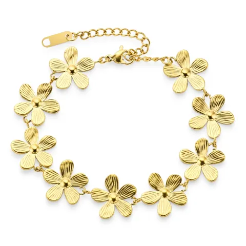 waterproof bloem armband in verguld staal - OCEANA