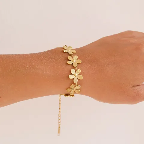 waterproof bloem armband in verguld staal - OCEANA