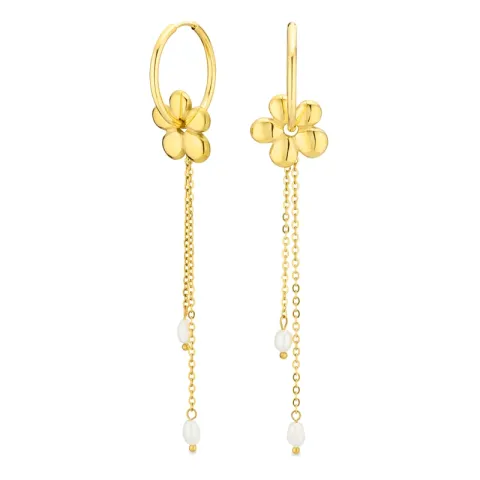 waterproof bloem parel oorbellen in verguld staal - OCEANA