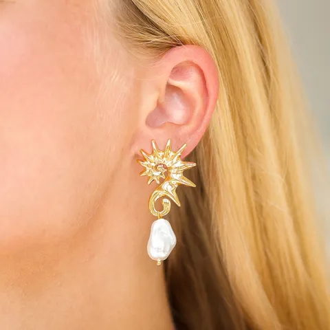 waterproof parel oorbellen in verguld staal - OCEANA