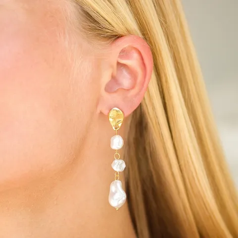 waterproof parel oorbellen in verguld staal - OCEANA