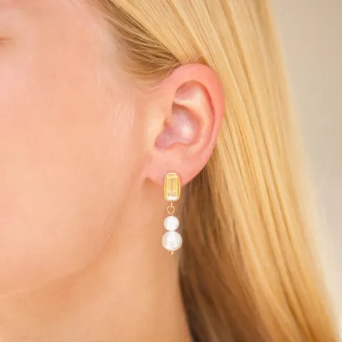 waterproof parel oorbellen in verguld staal - OCEANA