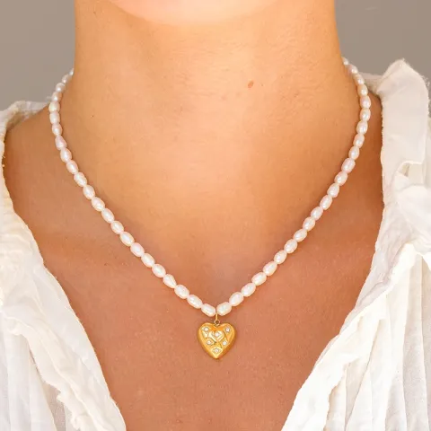 waterproof hart ketting in verguld staal - OCEANA