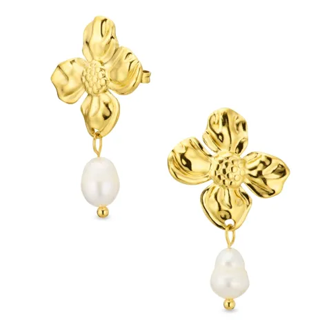 waterproof bloem oorbellen in verguld staal - OCEANA