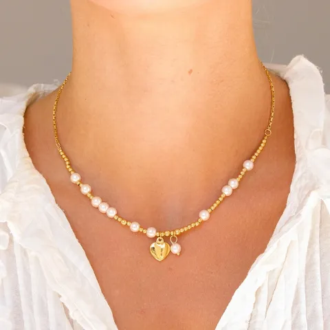 waterproof hart ketting in verguld staal - OCEANA