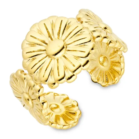 waterproof bloem ring in verguld staal - OCEANA