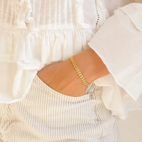 waterproof blad armband in verguld staal - OCEANA