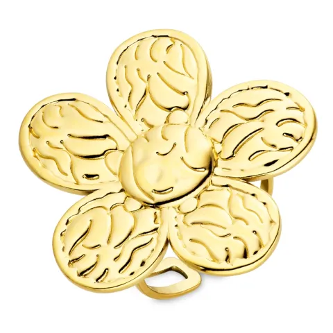 waterproof bloem ring in verguld staal - OCEANA