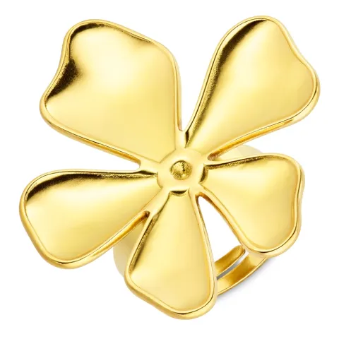 waterproof bloem ring in verguld staal - OCEANA