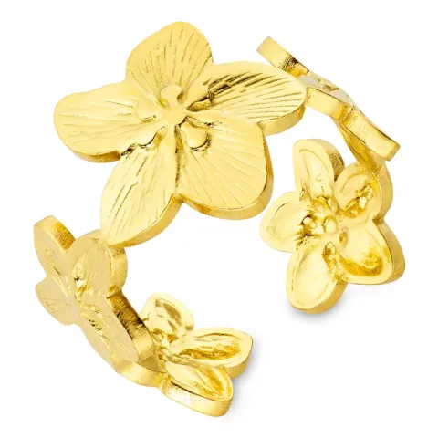 waterproof bloem ring in verguld staal - OCEANA