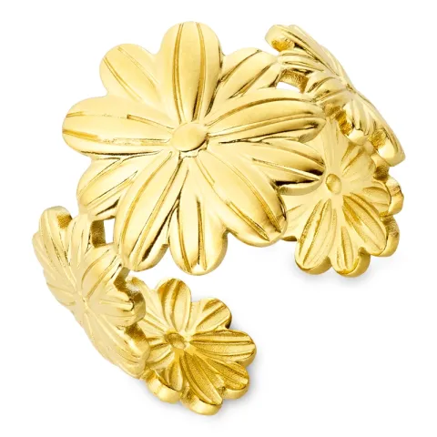 waterproof bloem ring in verguld staal - OCEANA