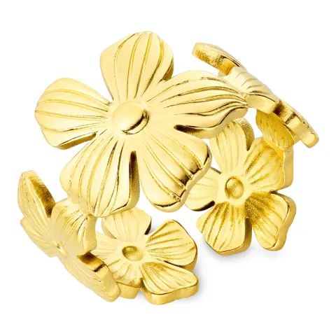 waterproof bloem ring in verguld staal - OCEANA