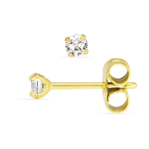 3 mm waterproof zirkoon solitaire oorbel in verguld staal - OCEANA