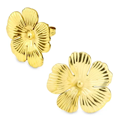 waterproof bloem oorbellen in verguld staal - OCEANA