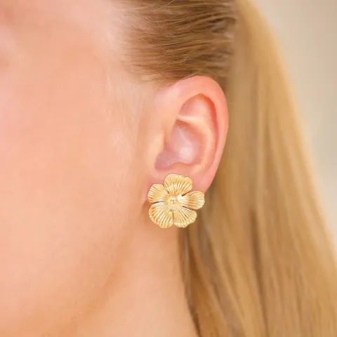 waterproof bloem oorbellen in verguld staal - OCEANA