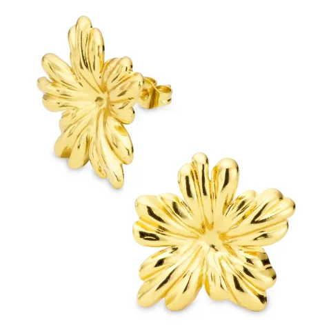 waterproof bloem oorbellen in verguld staal - OCEANA