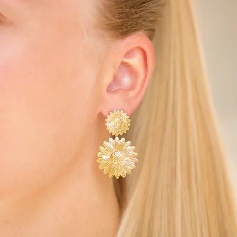 waterproof bloem oorbellen in verguld staal - OCEANA