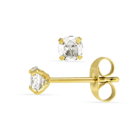 4 mm waterproof zirkoon solitaire oorbel in verguld staal - OCEANA