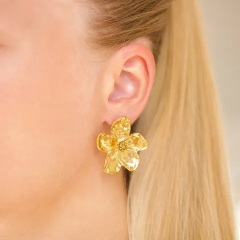 waterproof bloem oorbellen in verguld staal - OCEANA