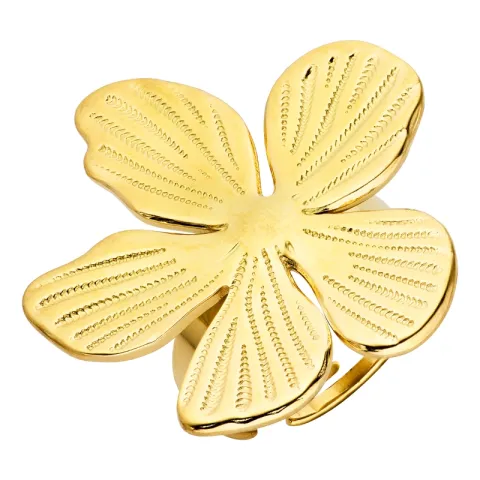 waterproof bloem ring in verguld staal - OCEANA