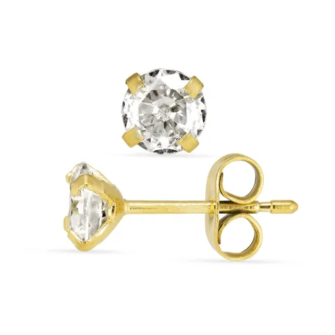 5 mm waterproof solitaire oorbel in verguld staal - OCEANA
