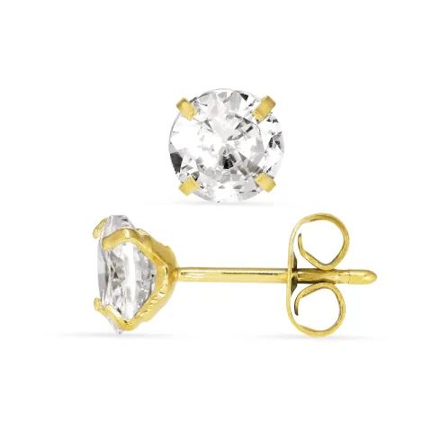 6 mm waterproof solitaire oorbel in verguld staal - OCEANA