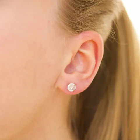 6 mm waterproof solitaire oorbel in verguld staal - OCEANA