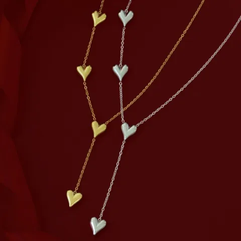 waterproof hart ketting in verguld staal - OCEANA