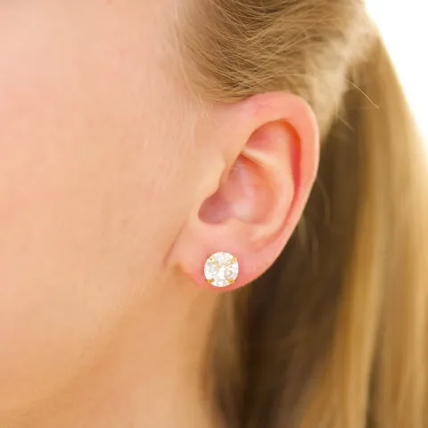 8 mm waterproof solitaire oorbel in verguld staal - OCEANA