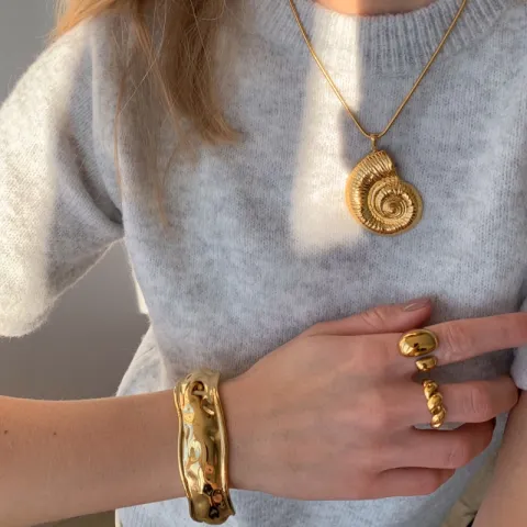 waterproof mossel ketting in verguld staal - OCEANA