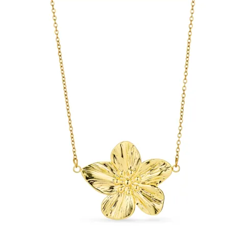 waterproof bloem ketting in verguld staal - OCEANA