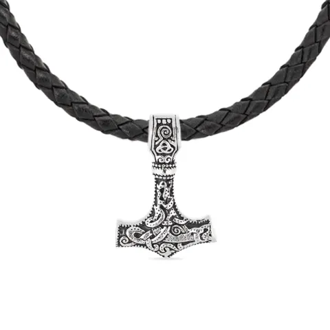 waterproof de hamer van thor ketting in leren met hanger in staal - OCEANA