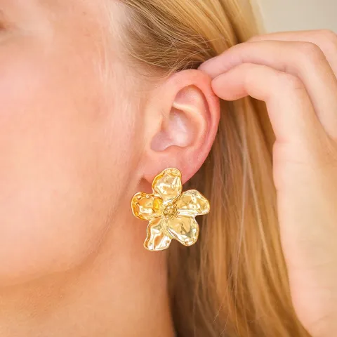 waterproof bloem oorbellen in verguld staal - OCEANA