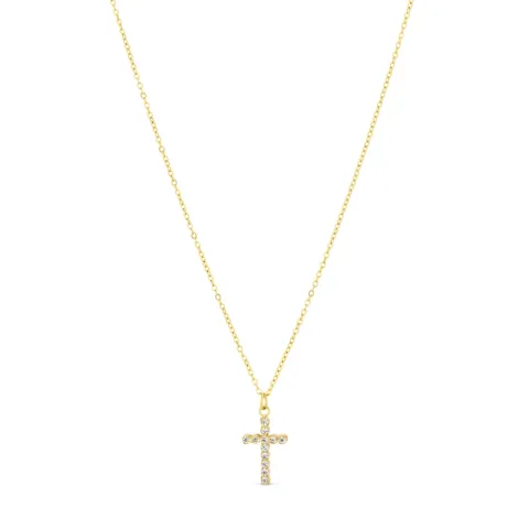 waterproof kruis witte zirkoon ketting in verguld staal - OCEANA