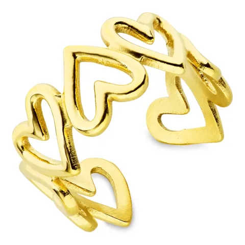 waterproof hart verstelbaar ring in verguld staal - OCEANA