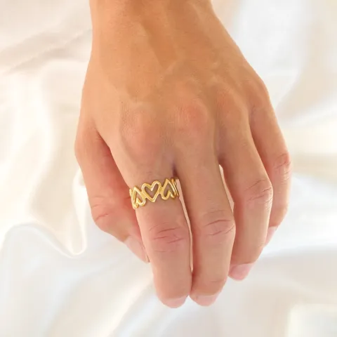 waterproof hart verstelbaar ring in verguld staal - OCEANA