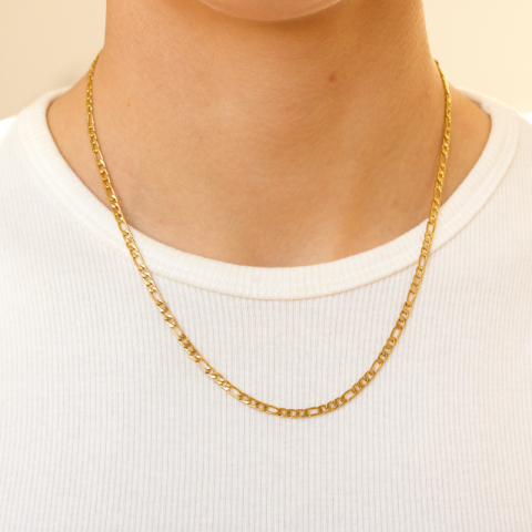 waterproof figaro ketting in verguld staal 45 cm x 3 mm  - OCEANA