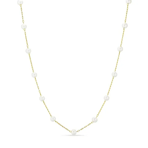 waterproof parel ketting in verguld staal 45+5 cm x 4,2 mm  - OCEANA