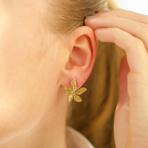 waterproof bloem oorbellen in verguld staal - OCEANA